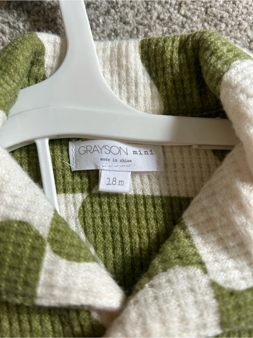 Greyson Mink Olive Green & Cream Check Waffle Set